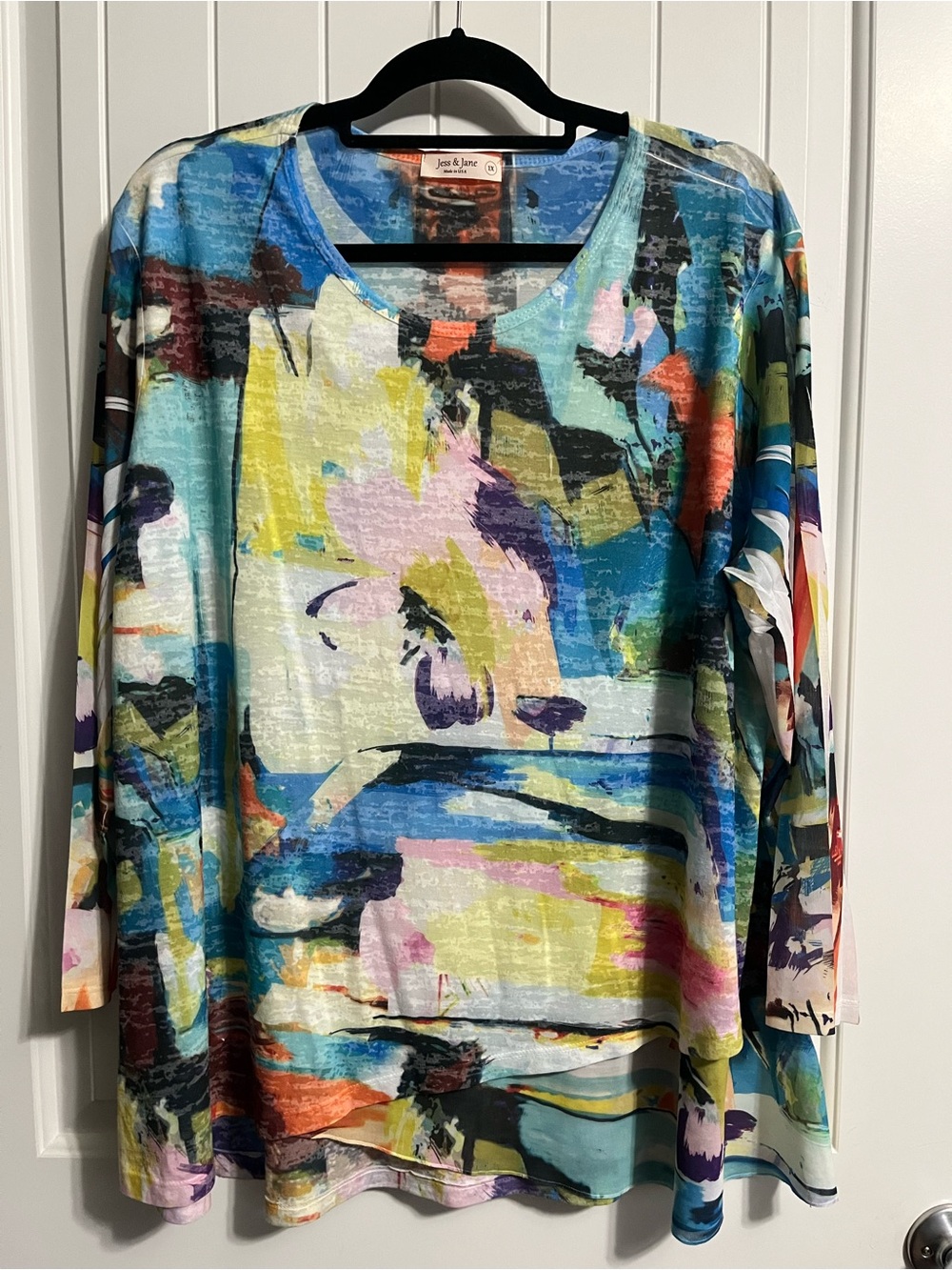 Jess And Jane Tunic Top Sz XL 1XL Made In USA Art To Wear Artsy Oversized Relax